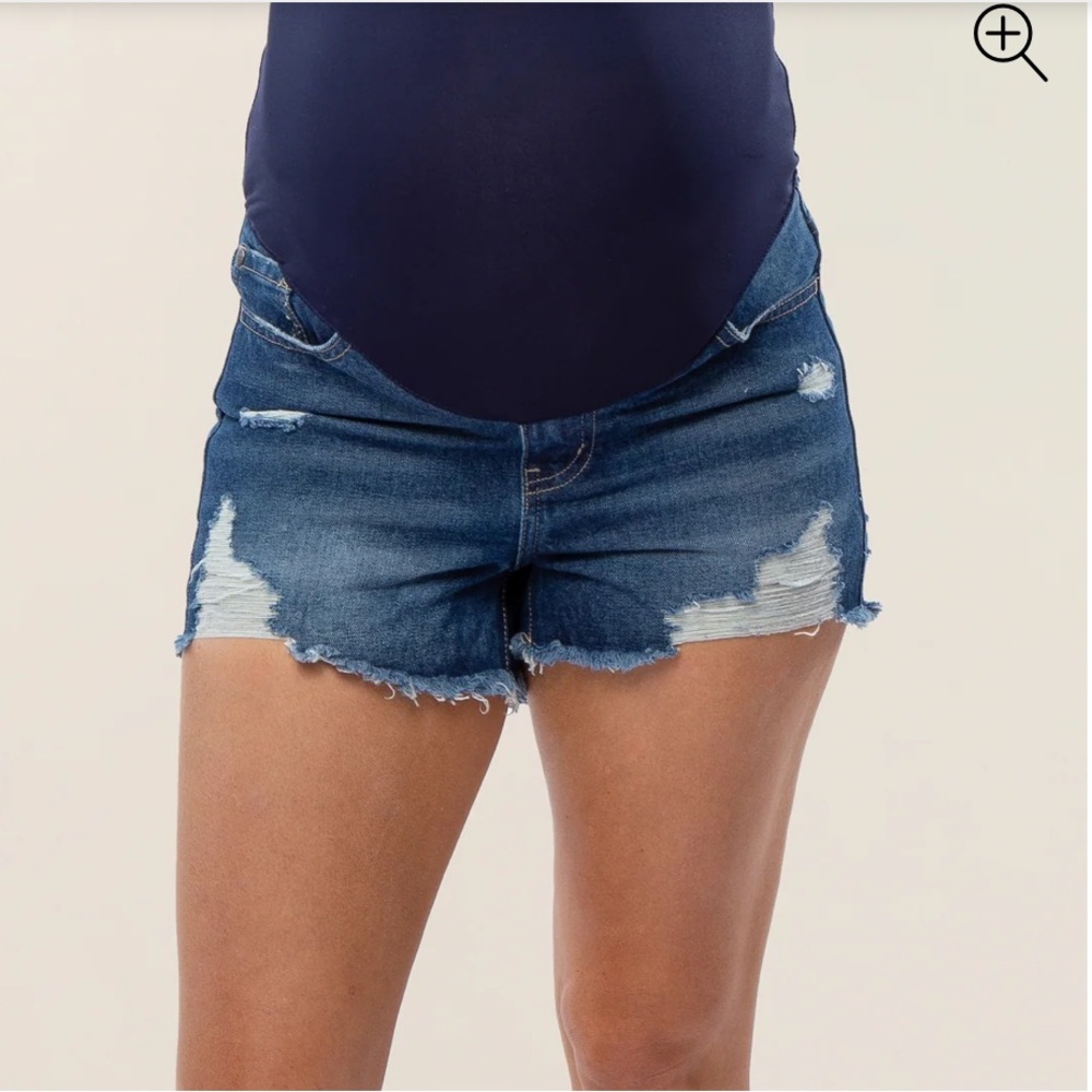 Maternity Distressed Denim Women's Shorts